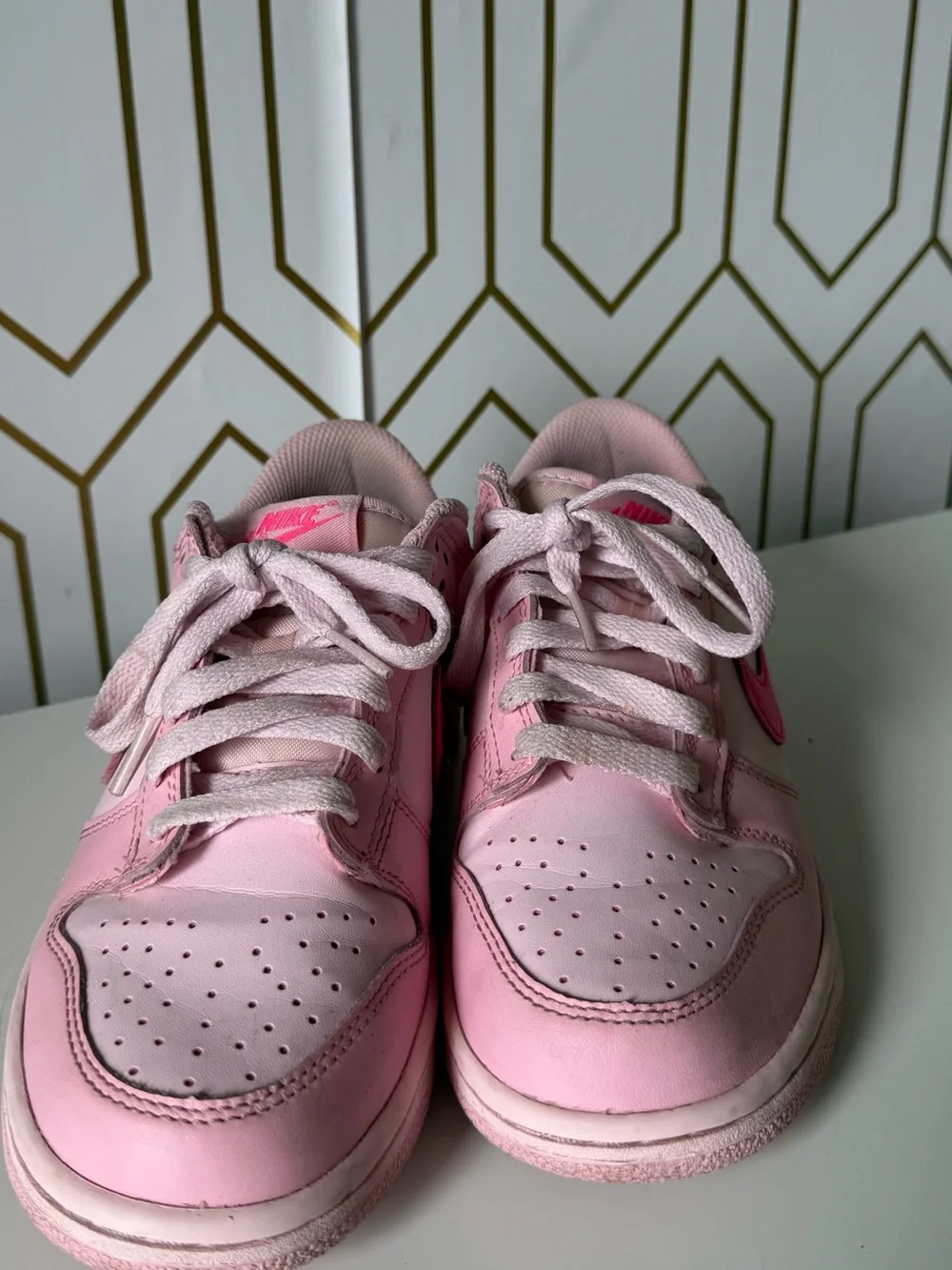 Nike Women’s Pink Low-Top Sneakers with Hot Pink Swoosh